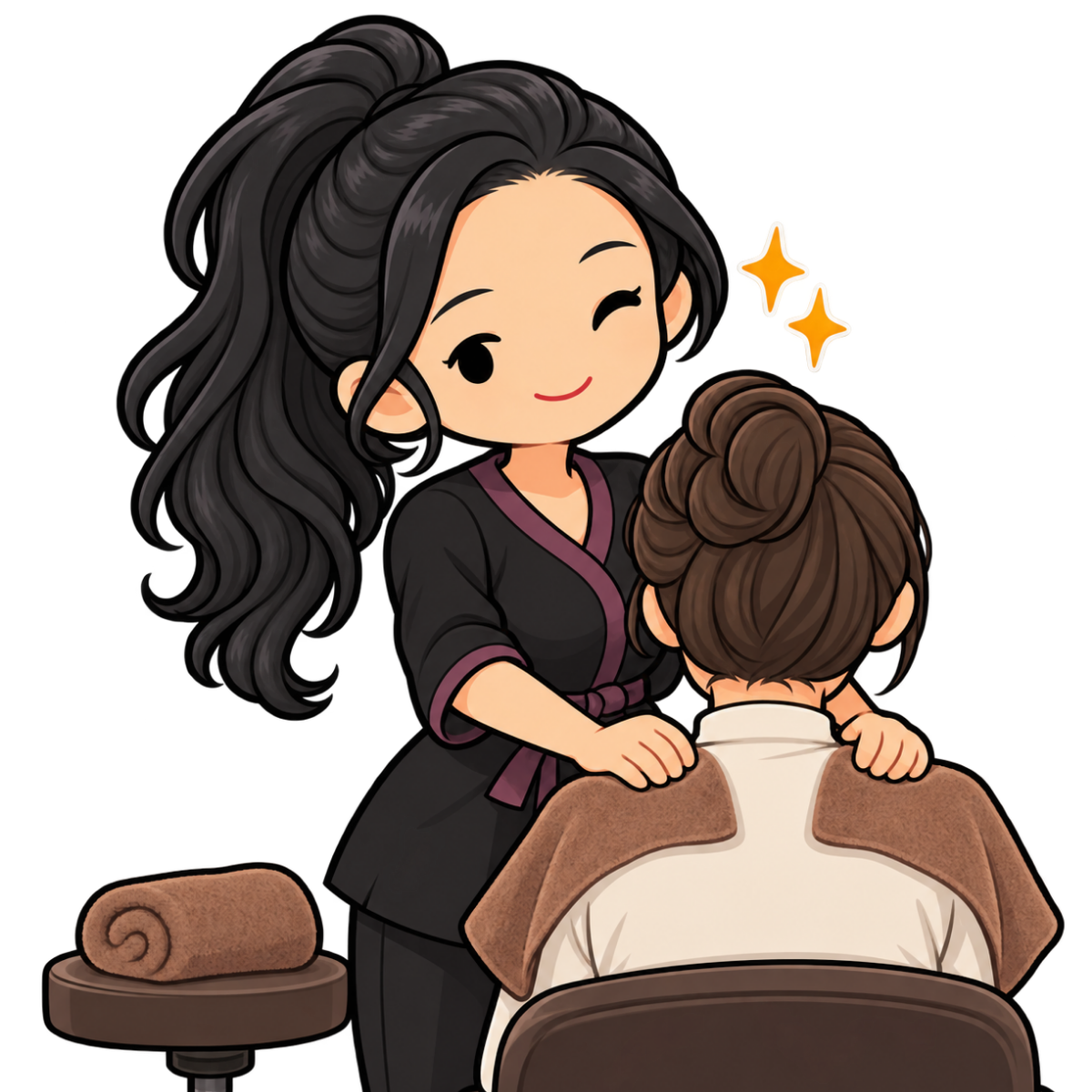 男性の話に寄り添う女性セラピストのイラスト