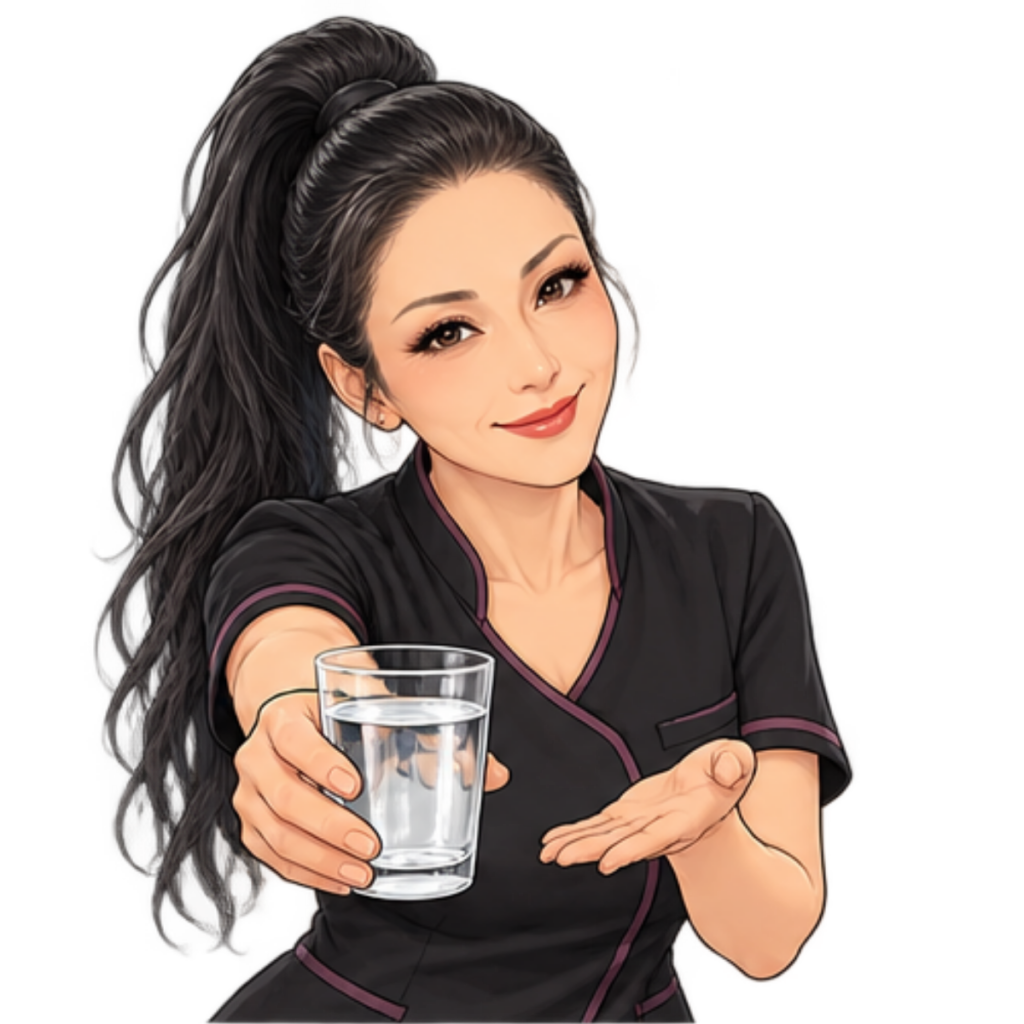 グラスを手にする女性セラピストのイラスト